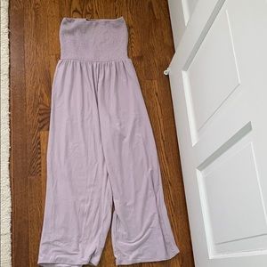 Purple strapless jumpsuit